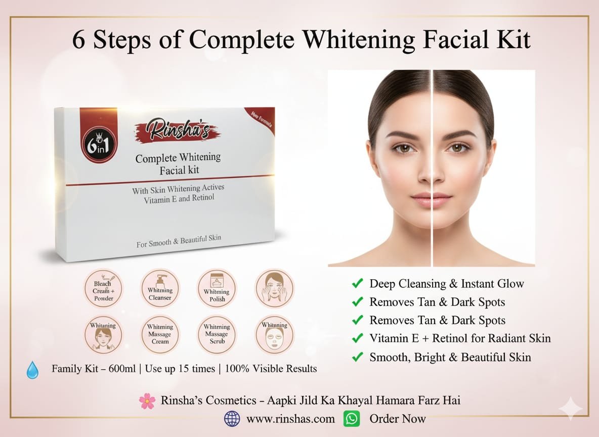 rinsha’s 6 in 1 complete whitening facial kit – vitamin e & retinol | family facial kit for glowing & fair skin rinsha’s 6 in 1 complete whitening facial kit – vitamin e & retinol | family facial kit for glowing & fair skin