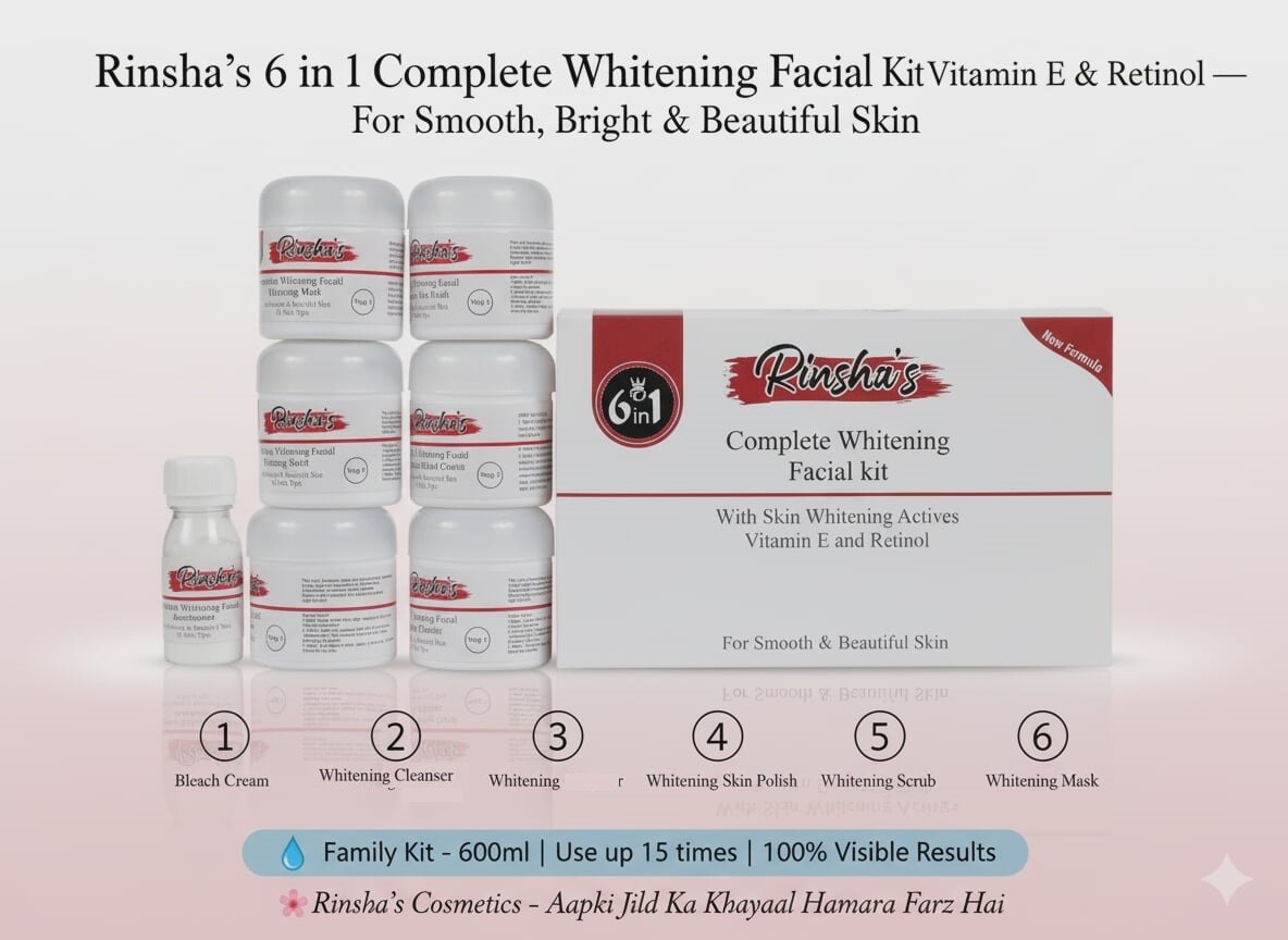 rinsha’s 6 in 1 complete whitening facial kit – vitamin e & retinol | family facial kit for glowing & fair skin rinsha’s 6 in 1 complete whitening facial kit – vitamin e & retinol | family facial kit for glowing & fair skin