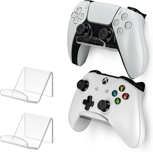 game controller wall mount hanger holder for xbox, playstation, pc & more, strong vhb adhesive, universal fit, (clear) game controller wall mount hanger holder for xbox, playstation, pc & more, strong vhb adhesive, universal fit, (clear)