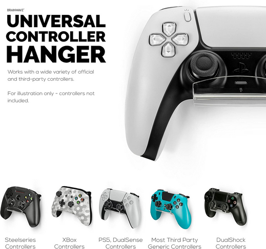 game controller wall mount hanger holder for xbox, playstation, pc & more, strong vhb adhesive, universal fit, (clear) game controller wall mount hanger holder for xbox, playstation, pc & more, strong vhb adhesive, universal fit, (clear)