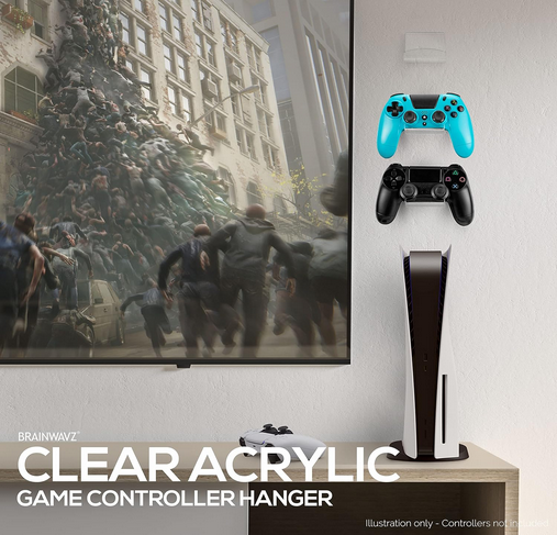 game controller wall mount hanger holder for xbox, playstation, pc & more, strong vhb adhesive, universal fit, (clear) game controller wall mount hanger holder for xbox, playstation, pc & more, strong vhb adhesive, universal fit, (clear)