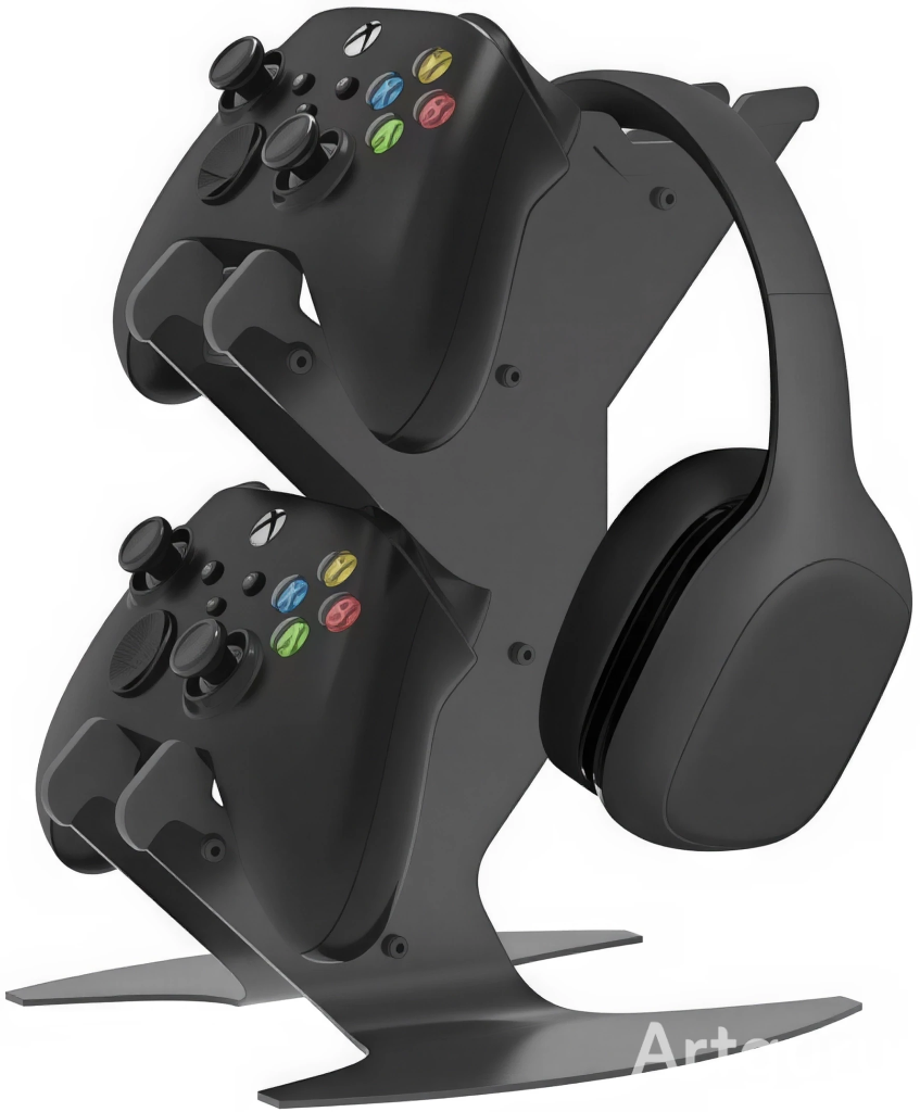 aluminum game controller & headset stand for xbox, playstation, nintendo organizer rack for video game accessories aluminum game controller & headset stand for xbox, playstation, nintendo organizer rack for video game accessories
