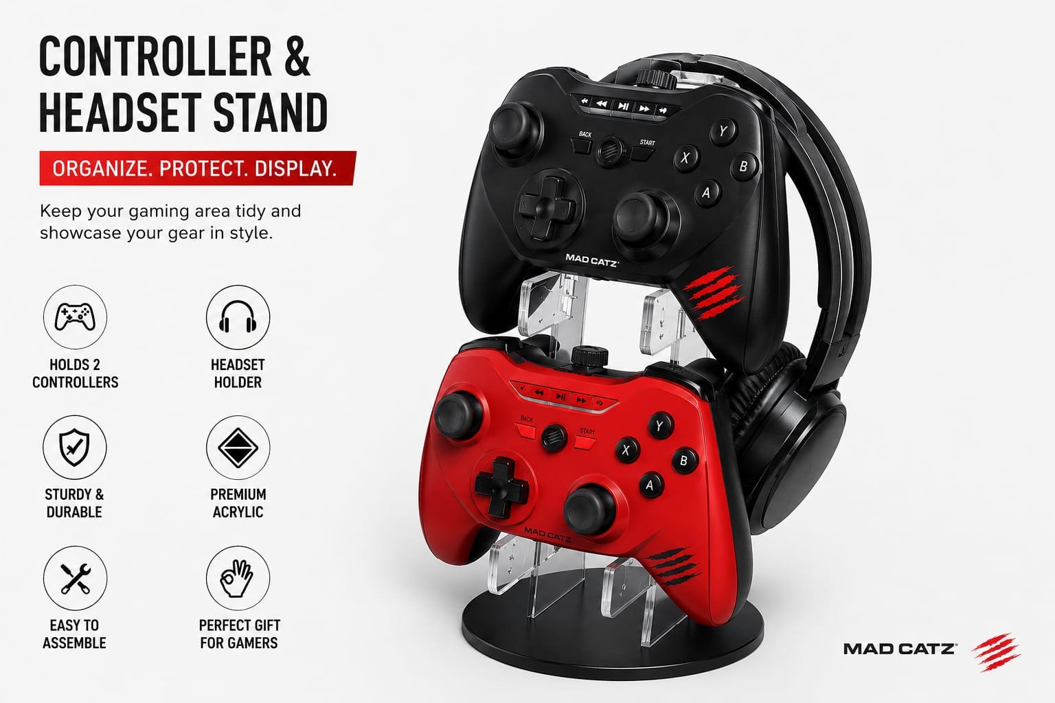 madcat gaming controller & headphone stand organizer madcat gaming controller & headphone stand organizer