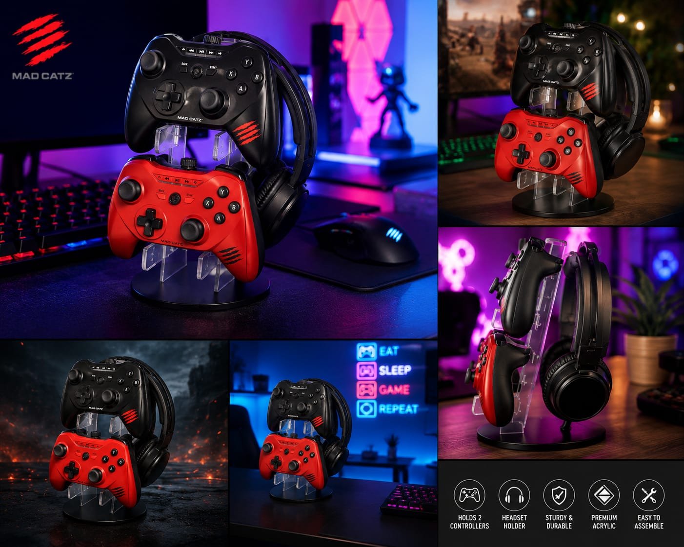 madcat gaming controller & headphone stand organizer madcat gaming controller & headphone stand organizer