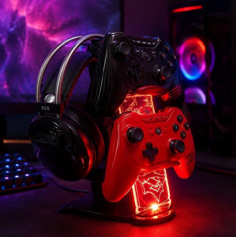 super hero's gaming controller & headphone stand super hero's gaming controller & headphone stand