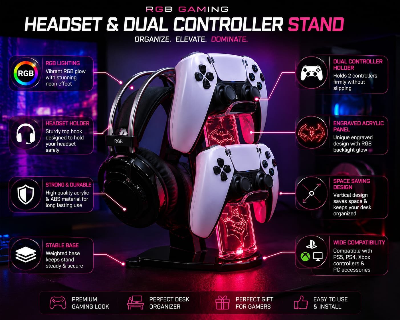 super hero's gaming controller & headphone stand super hero's gaming controller & headphone stand